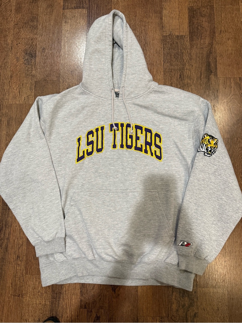 Vintage pro player LSU Tigers Gray Hooded Sweatshirt with Tiger Patch xl